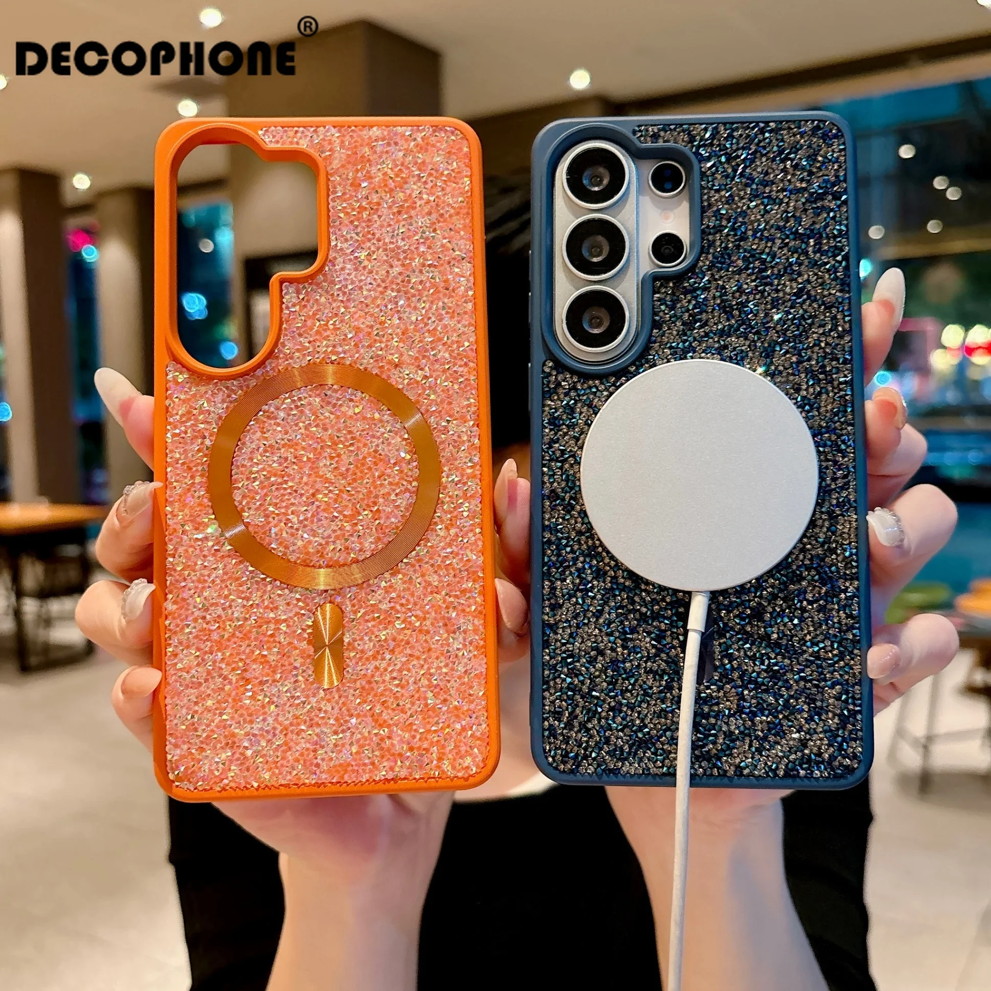 Luxuriöse, funkelnde Diamanten, stoß- und sturzsichere, vollständig abdeckende Hülle mit Mittelklappenscharnier für iPhone 18promax/17pro/16e/17e