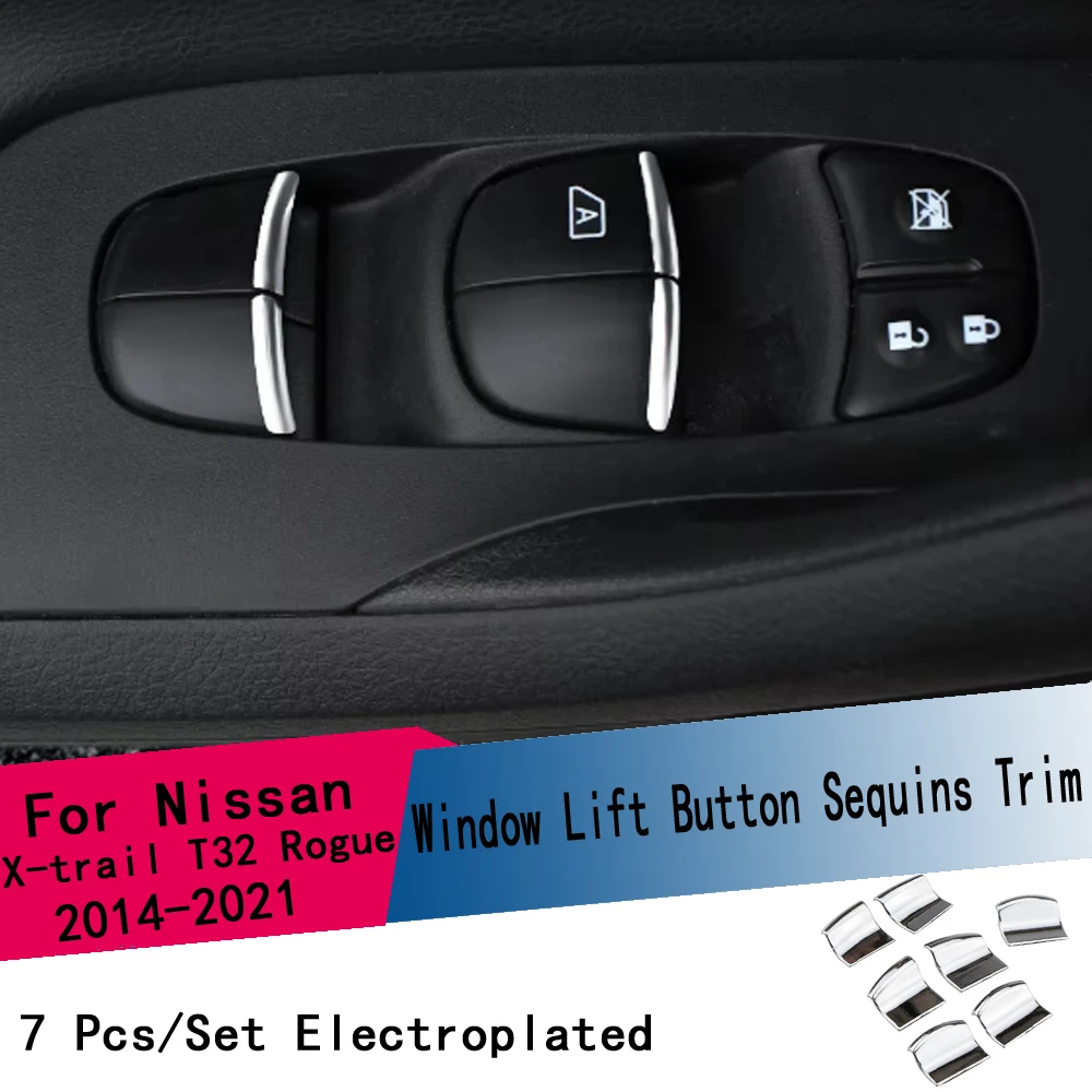 7Pcs Car Window Lift Button Sticker for Nissan X-trail T32 Rogue March Sentra Versa Sunny Teana Altima Juke Kicks Qashiqai J11
