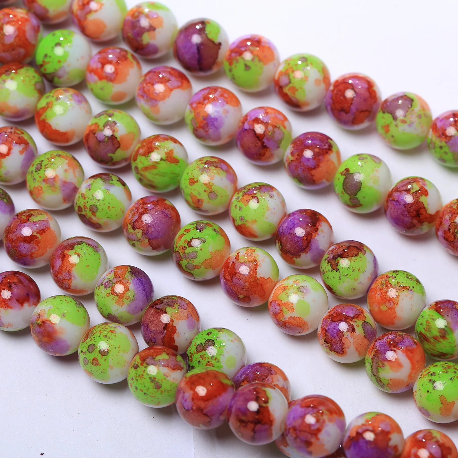 240pcs 10mm Multicolour Glass Beads with Speckles for DIY Bracelet Bangle Making 111 Sorts of Colors Could To Choose