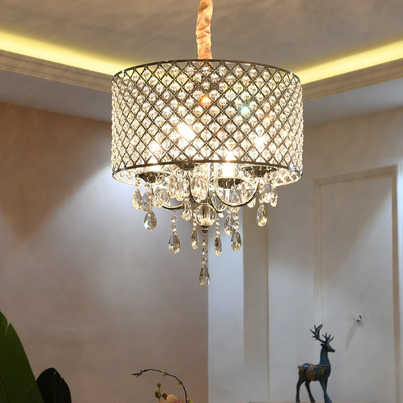 Crystal lamp shades chandeliers Lighting Bedroom Dining room Kitchen Lustre salon Black Sliver Cage Chandeleir lighting Fixtures