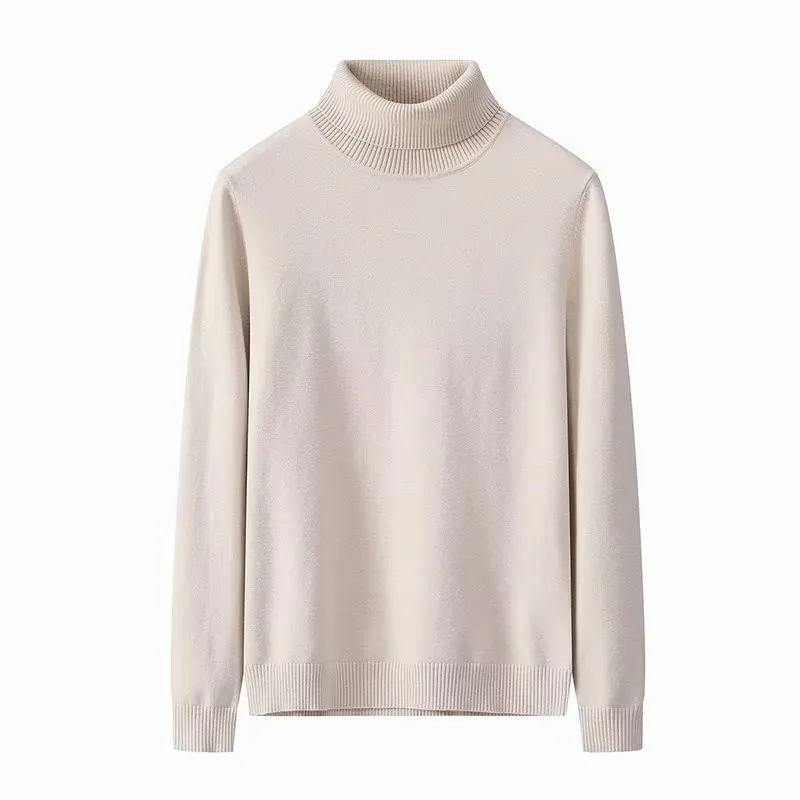 

Модный мужской трикотажный свитер с высоким воротом, облегающий, черный, осенне-зимний, базовый слой, повседневный, удобный, дышащий