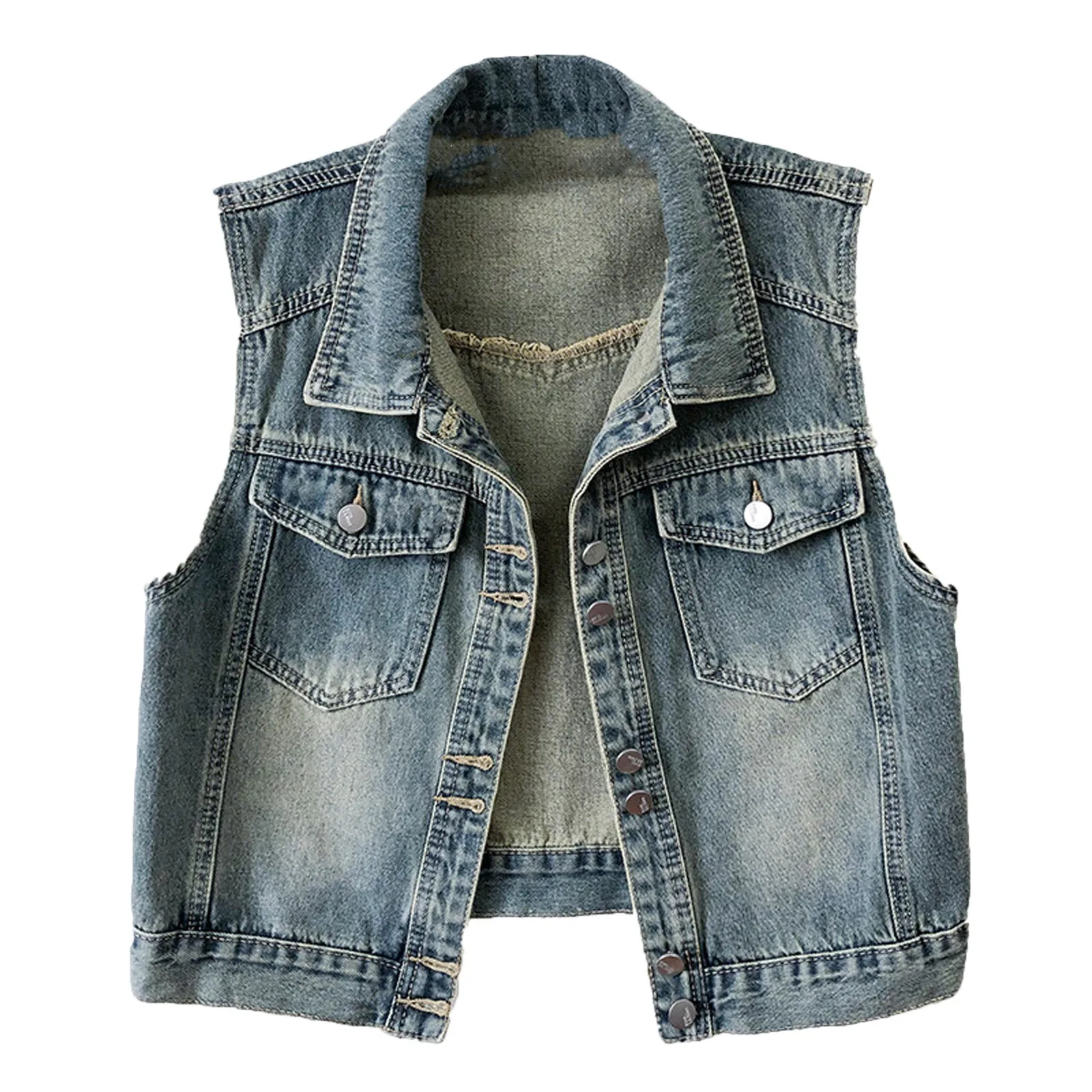 

Women's Comfortable Fashion Denim Casual Cardigan Button Vest Jacket Tank Tops for Women Crop Top Tank Top for Women Womens Tank