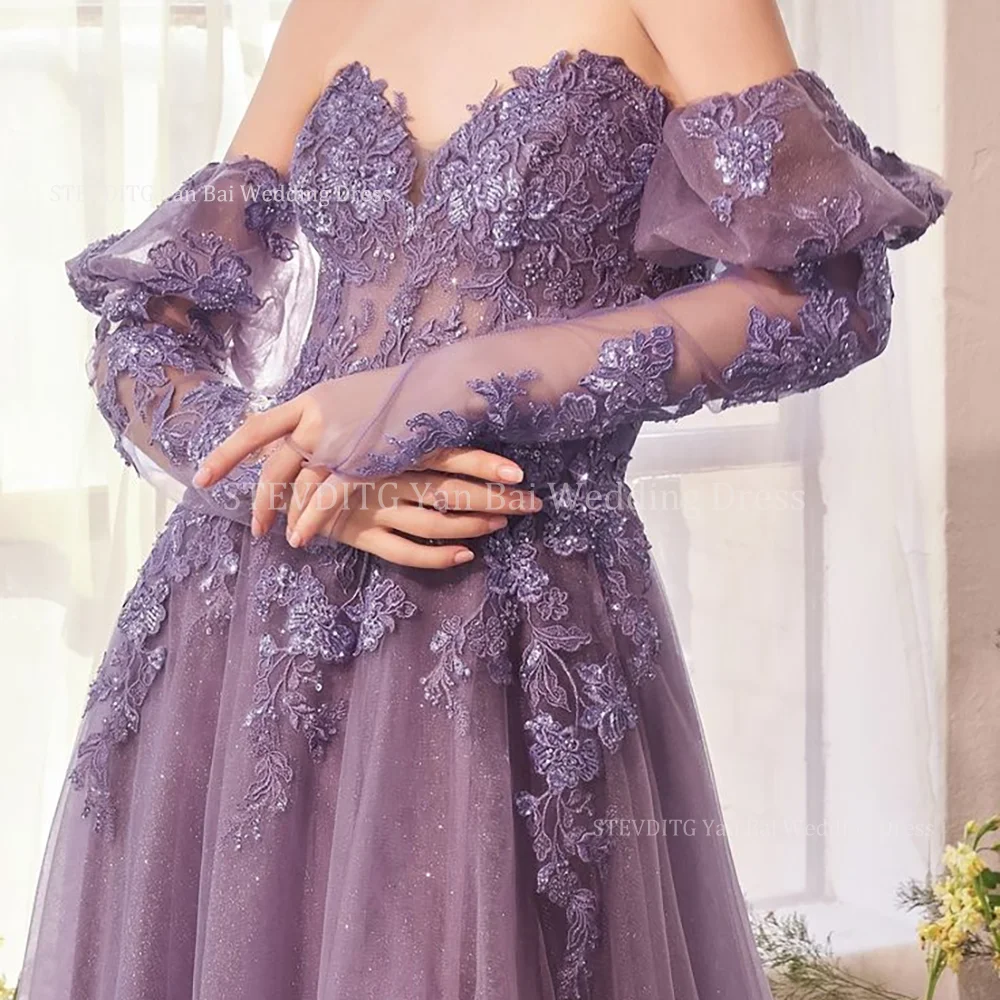 Elegante avondjurken voor dames Mode Off-the-shoulder Ruglooze vloerlengte Tule-jurk Formeel diner Prom Vrouwelijke jurken