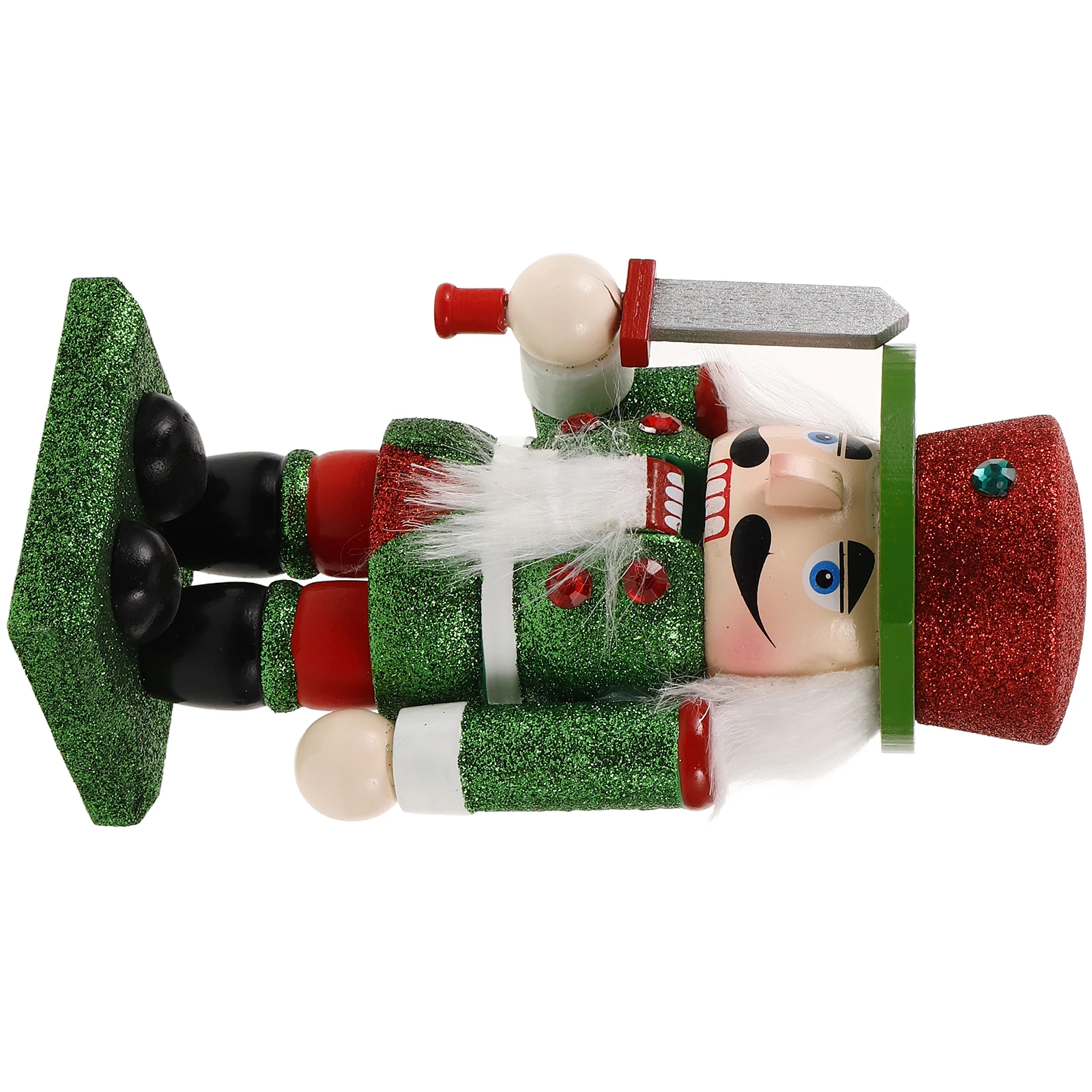 

Charming Traditional Wooden Nutcracker Soldier Festive Christmas Decor Glittery Design Tabletop Holiday Decoration