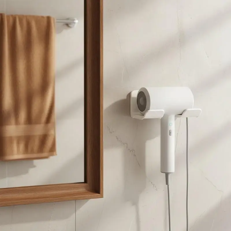 Hair Dryer Holder Non Perforated Space Saving Adhesive Storage Rack for Home Bathroom Travel Hotel Use - view 6