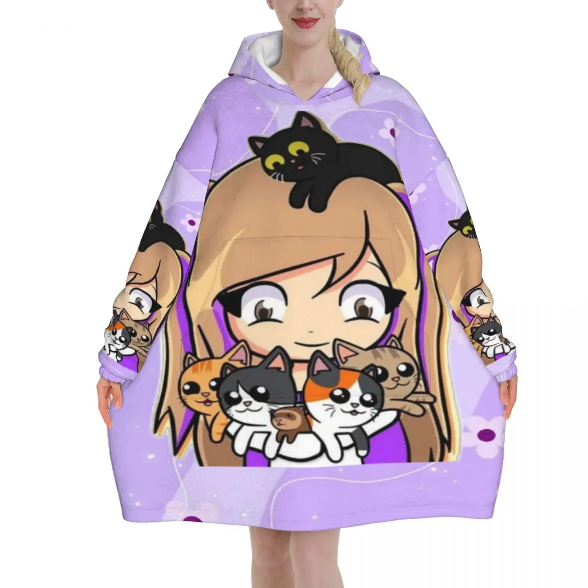Dense Real Mix Collage Lyna Vallejos Wearable Blanket Hoodie Warm Cozy Oversize Blanket Sweatshirt Thick Fleece Hooded Blanket
