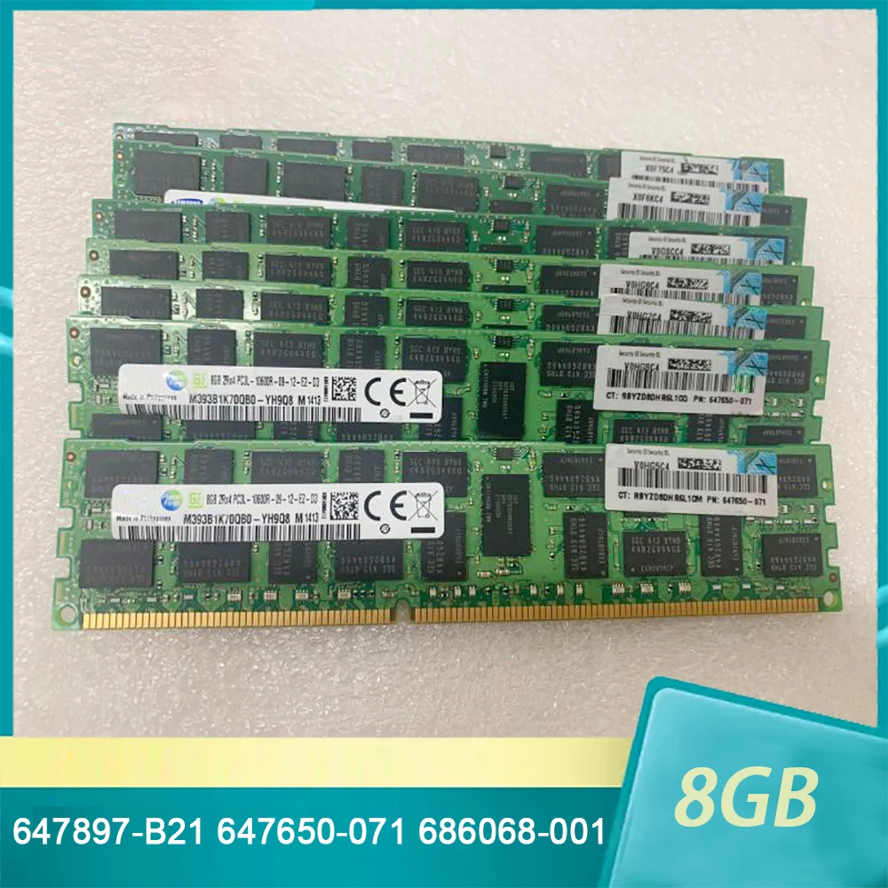 

Оперативная память 647897-B21 647650-071 686068-001 для HP 8G 8GB 2RX4 PC3L DDR3L 1333 10600R, 1 шт.