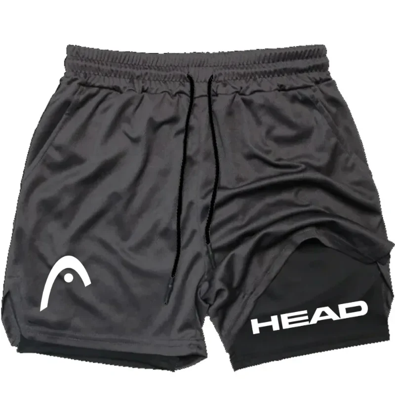 2026 trendy street style fitness shorts for men, quick drying gym training, jogging, double-layer sports shorts