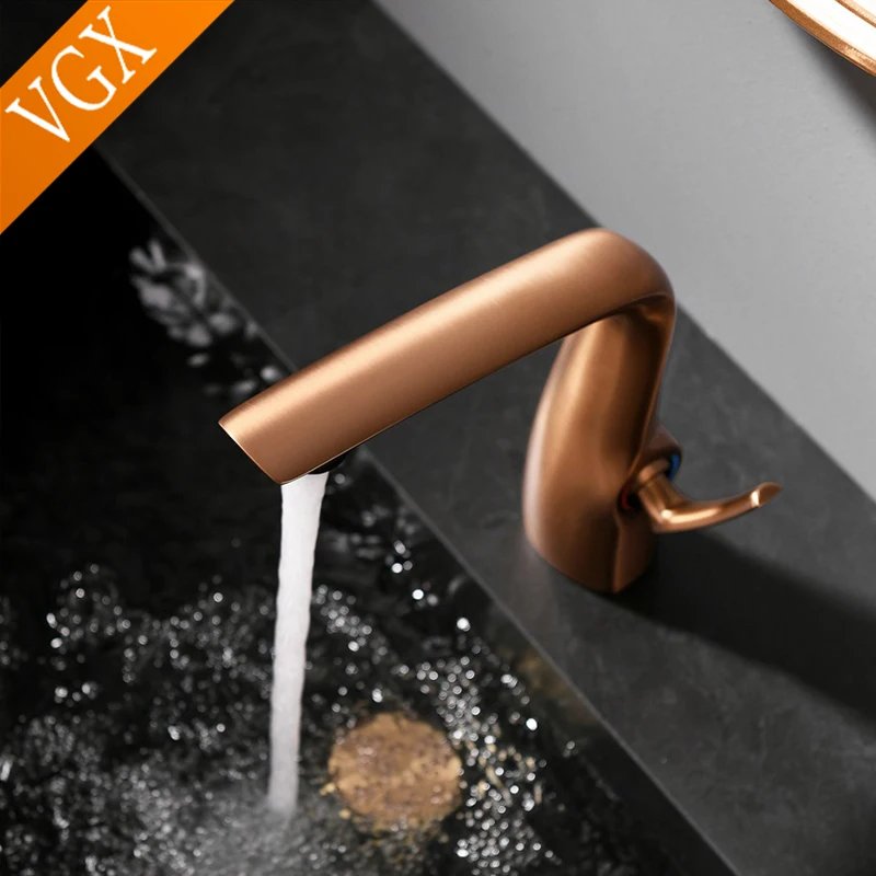 VGX Luxury Bathroom Faucets Basin Mixer Sink Faucet Gourmet Washbasin Tapware Hot Cold Water Tap Brass Chrome Black Brushed Gold