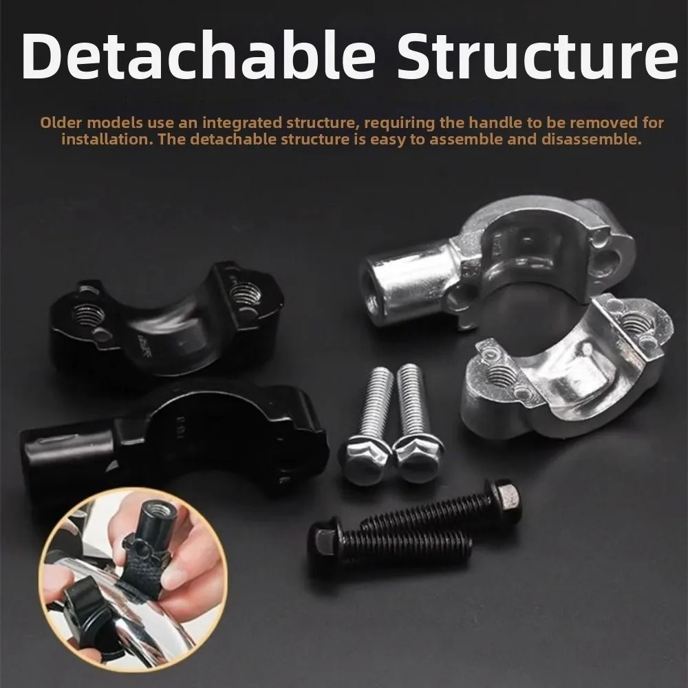 Black Silver Motorcycle Mirror Holder Aluminum Alloy M8/10 Rearview Holder Installation Base for Tricycle Rearview Mirror
