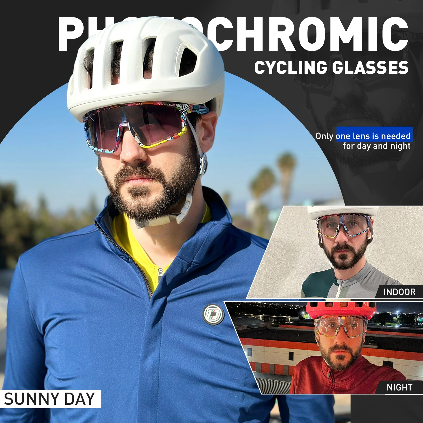 Kapvoe Photochromic Cycling Glasses MTB Sunglasses for Men Women Sport Speed Road Mountain Bike Bicycle Cycl Eyewear Goggle