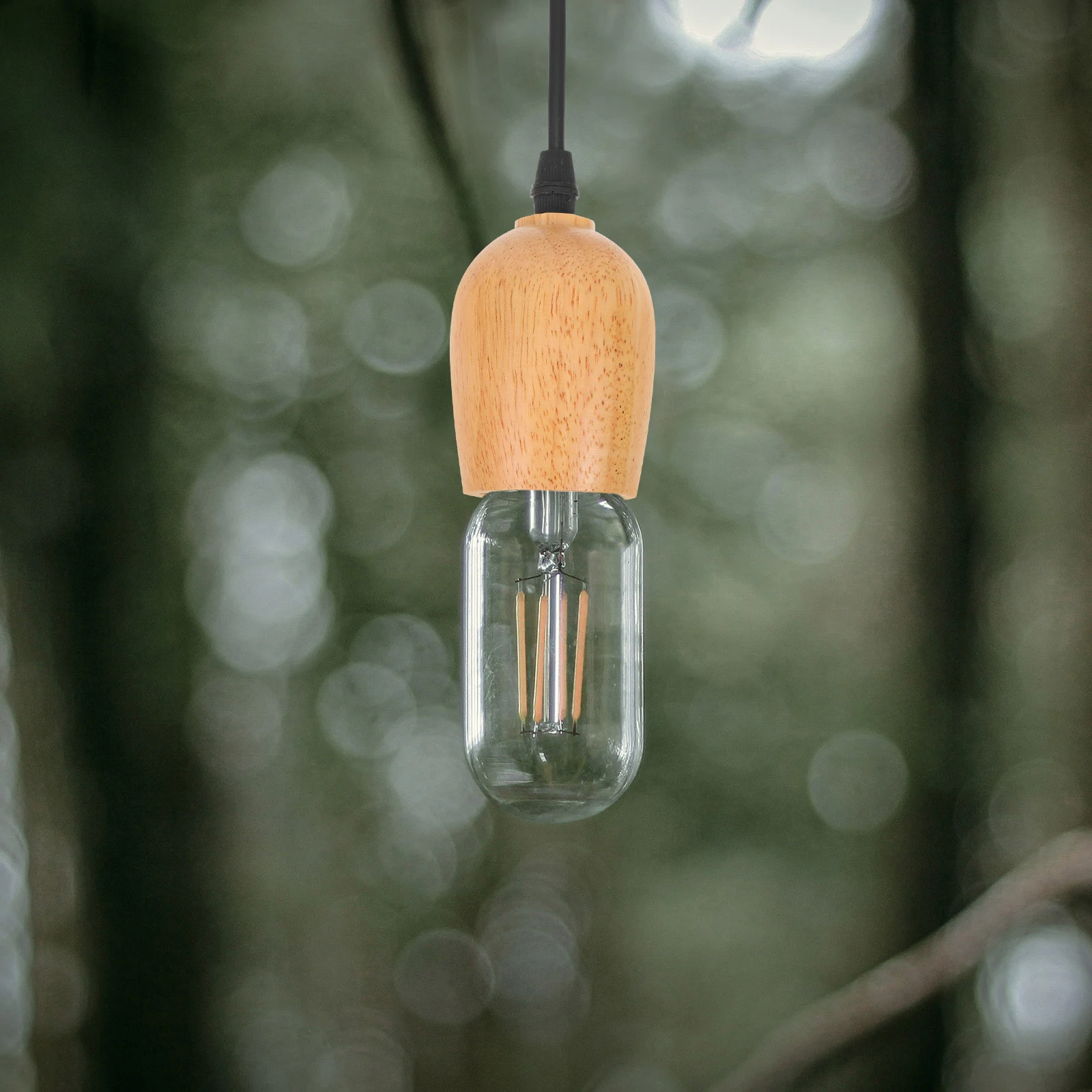 

Wooden Lamp Base E27 Vintage Round Holder Black Pendant Light Fixture for Kitchen Study Room Decor Hanging Lights Farmhouse