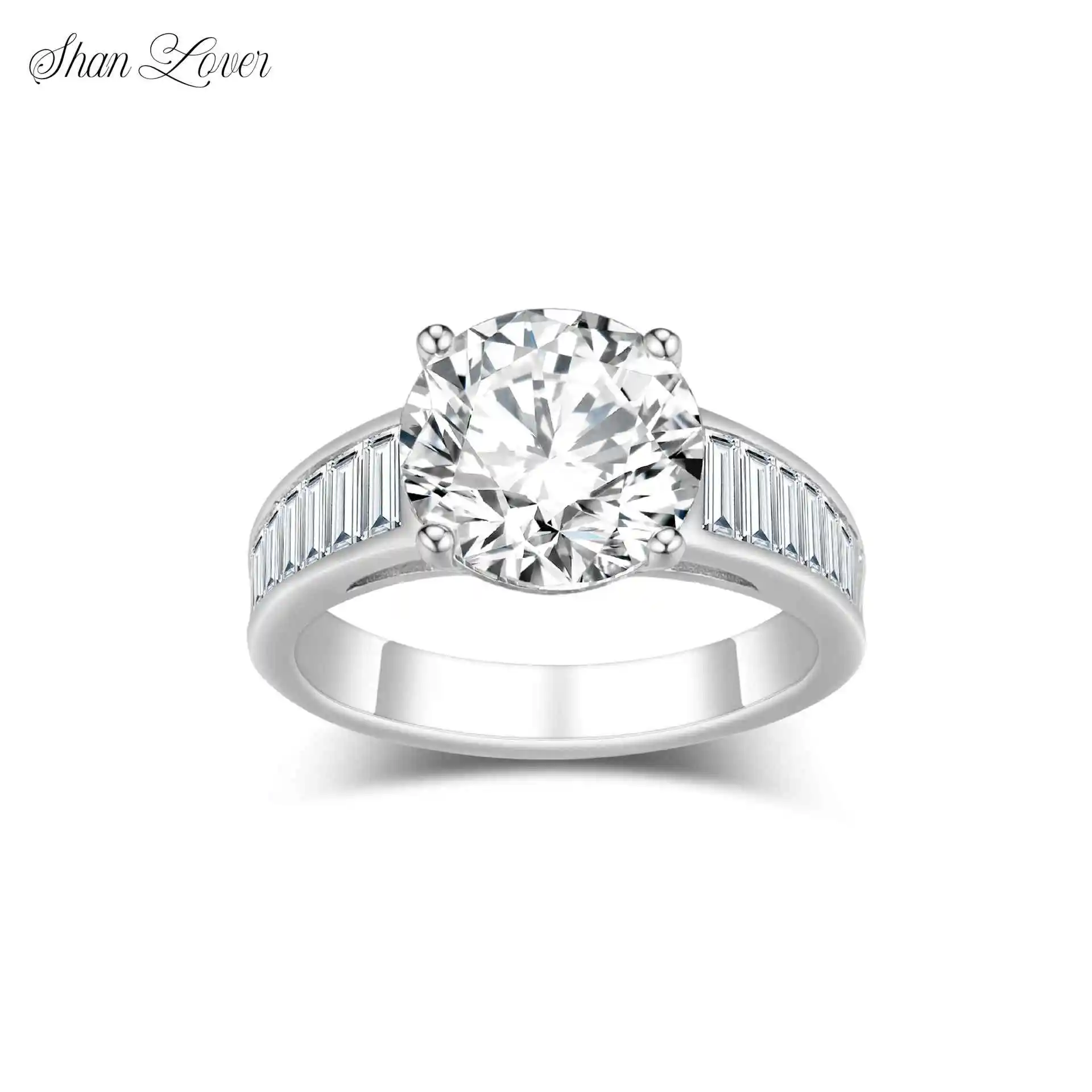 

ShanLover Brand High Quality Certificate Hot Sales Fashion Zircon Ring S925 Silver round Diamond Full Row Ring Women