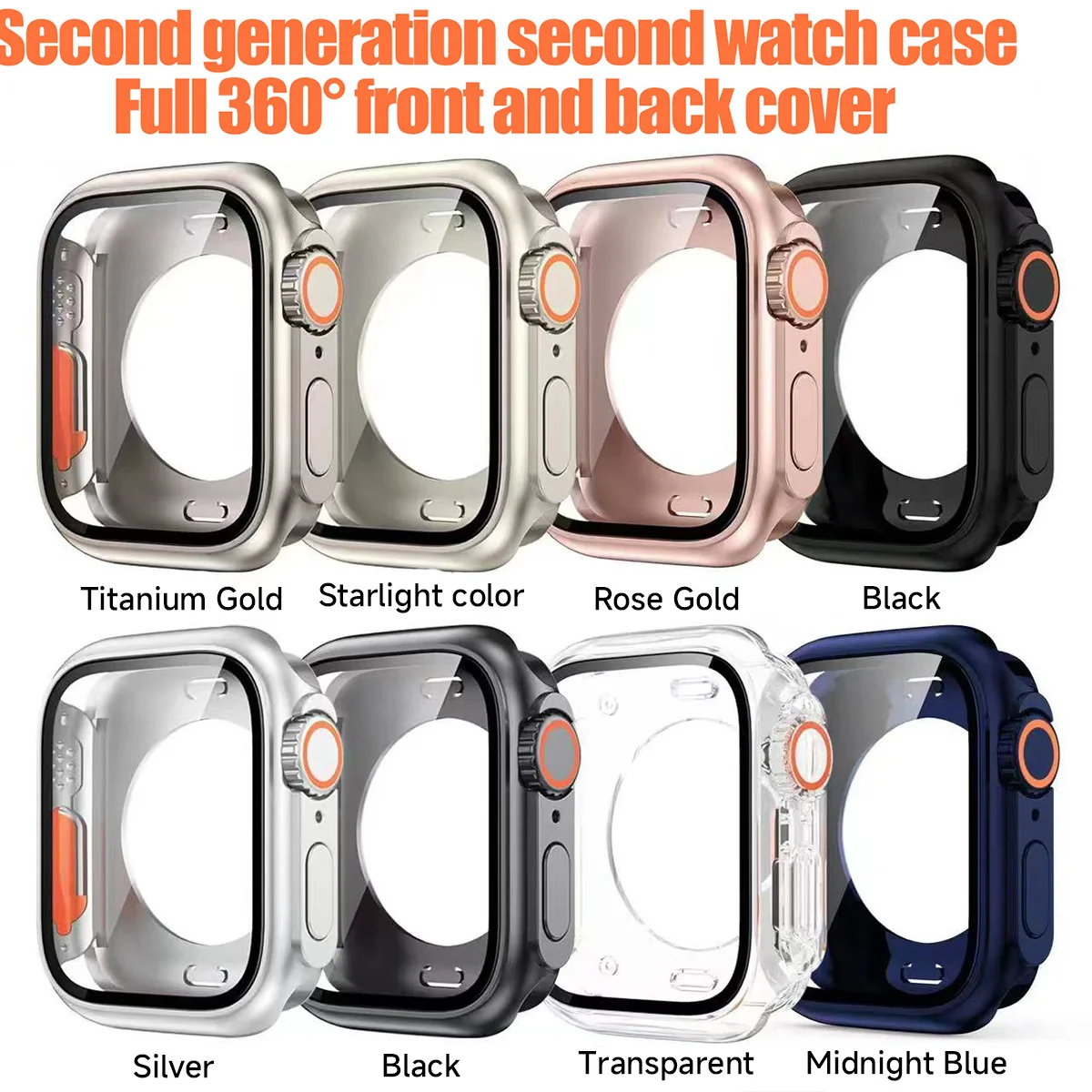 Capa protetora de tela para apple watch 42mm 46mm 45 44 40mm, capa dura para pc dianteiro e traseiro iwatch 10 9 8 7 se6 5 muda para ultra