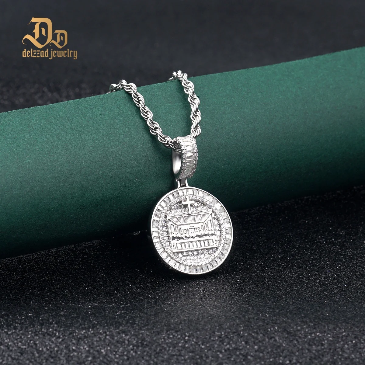 Delzzad Moissanite Envelope Round Cake Pendant 100% S925 Sterling Silver Unisex High Jewelry Luxury Exquisite Anniversary Party