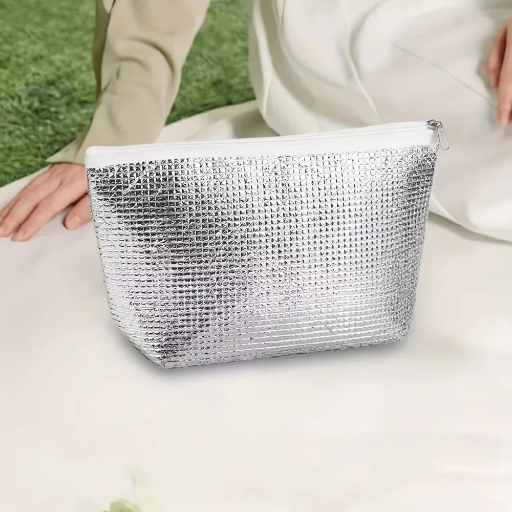 Aluminum Foil Thermal Lunch Bag Thickened Leak Proof Zipper Thermal Bag Oilproof Reusable Insulated Cooler Bag Outdoor Dining