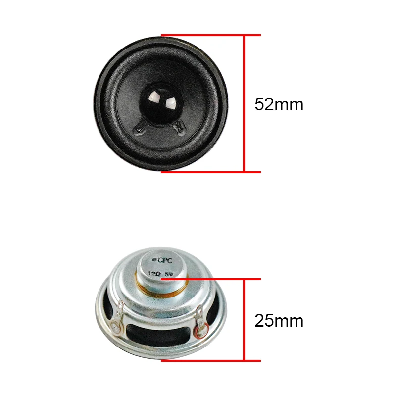 2inch 52MM Neodymium Full Range Speaker Paper Cone Foam Edge Clear and Natural Sound Quality 12ohm 5W 2PCS