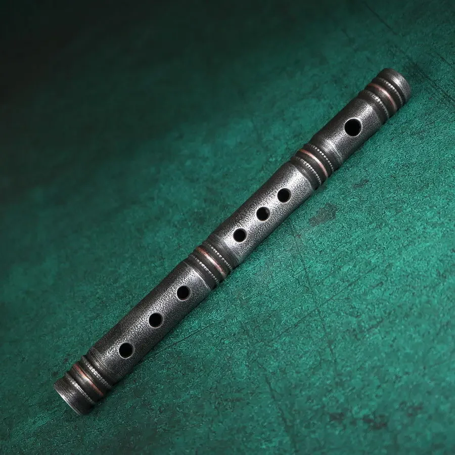 Outdoor EDC Portable Handmade Copper Inlaid Tiantie Armored Flute Tibetan Ethnic Style Short Flute