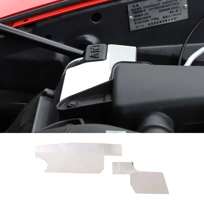 

For 2005-2013 Chevrolet Corvette C6 stainless steel silver car engine air filter side baffle cover sticker Car accessories