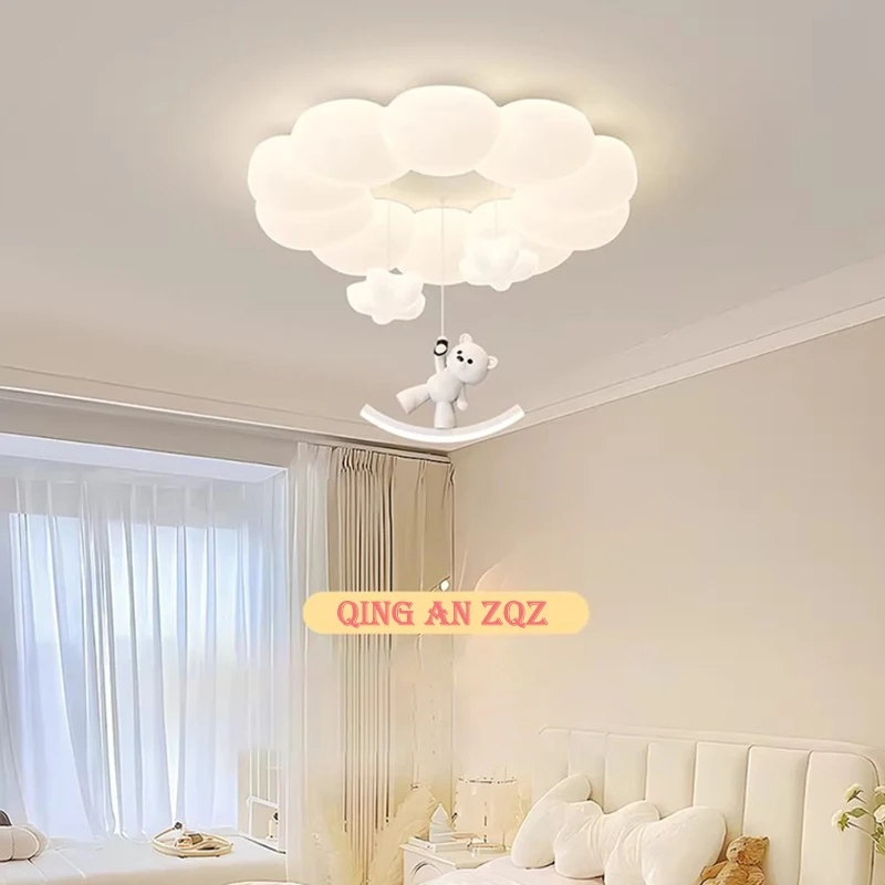 Cream Style Children's Room Bedroom Ceiling Lights Bubble Cloud Bear Light LED Warm Baby Room Boy Girl Bedroom Ceiling Lamps