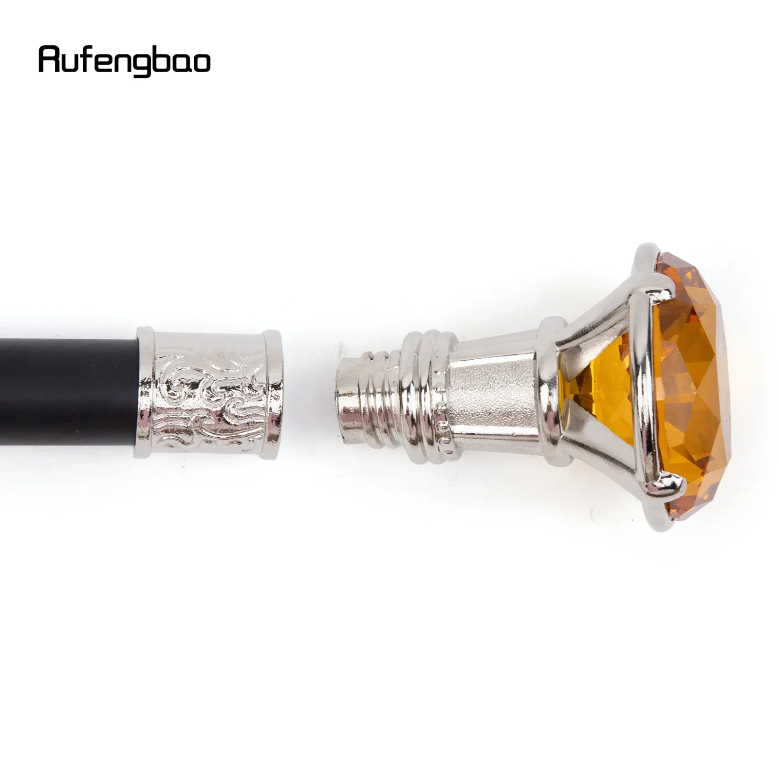 ไม้เท้าทรงเพชรสีส้ม แบบสีขาว ไม้เท้าแฟชั่นตกแต่ง ไม้เท้าสุภาพบุรุษ ไม้เท้าคอสเพลย์สุดหรู ด้ามจับแบบครอสเซอร์ 93 ซม.