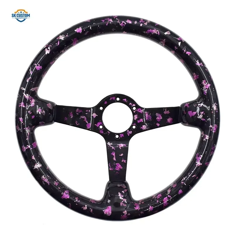 Hot Sale Purple Carbon Fiber Car Steering Wheel 14inch 350MM Racing Sport Deep Steering Wheel