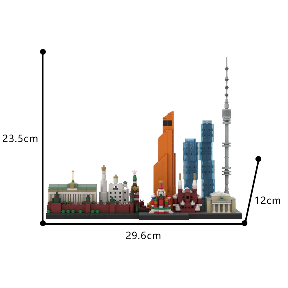 MOC- 193781   Moskou Skyline Model Bouwstenen St. Basil's kathedraal Kremlin muur rood vierkant architectuur bakstenen speelgoed cadeau