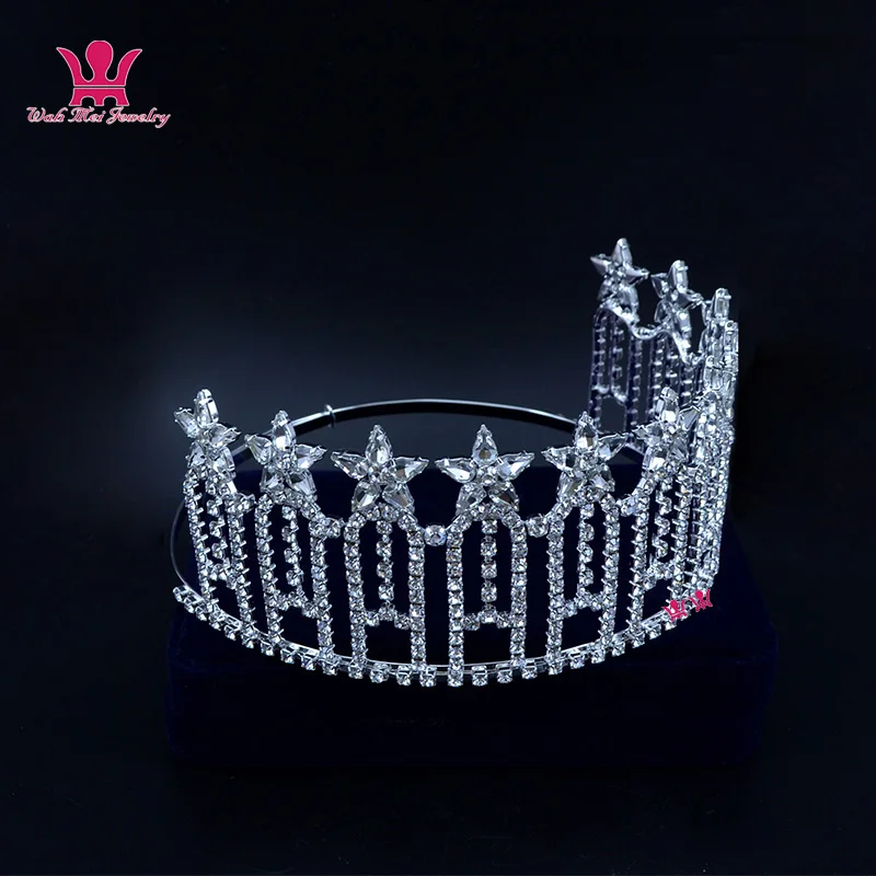 Pageant Crown Stars Miss Beauty Contest Quanlity Rhinestone Tiaras Bridal Wedding Hair Accessories Adjustable Headband mo230