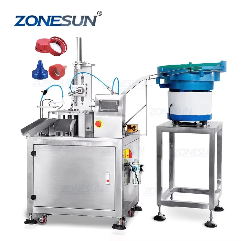 Automatic High Speed Induction Lid Liner Wad Inserting Machine Plastic Aluminum Foil Rubber Vibratory Bowl Sealing