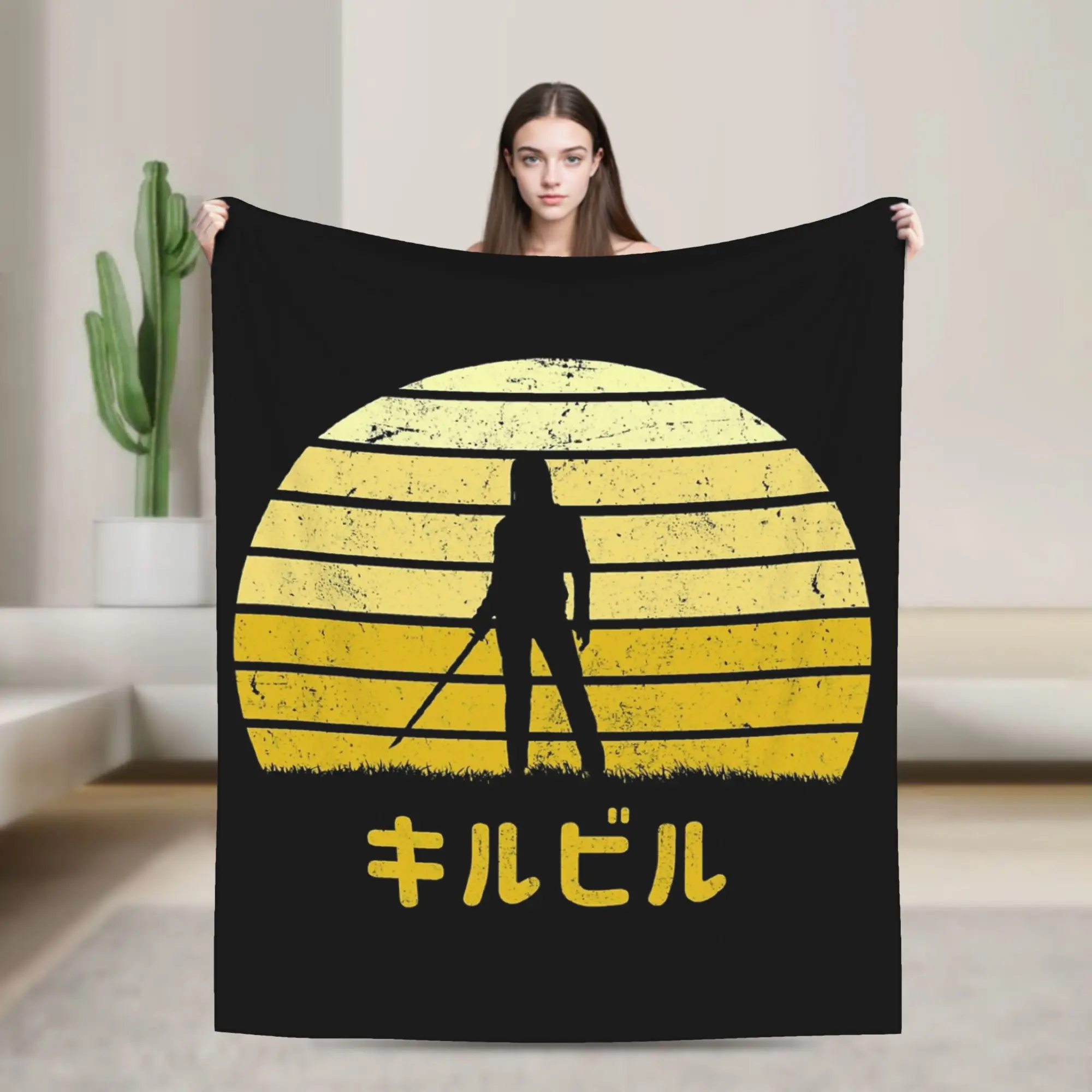 Vaporwave Kill Bill Blankets Flannel  Winter  Breathable Soft Throw Blanket for Home Bedroom Quilt