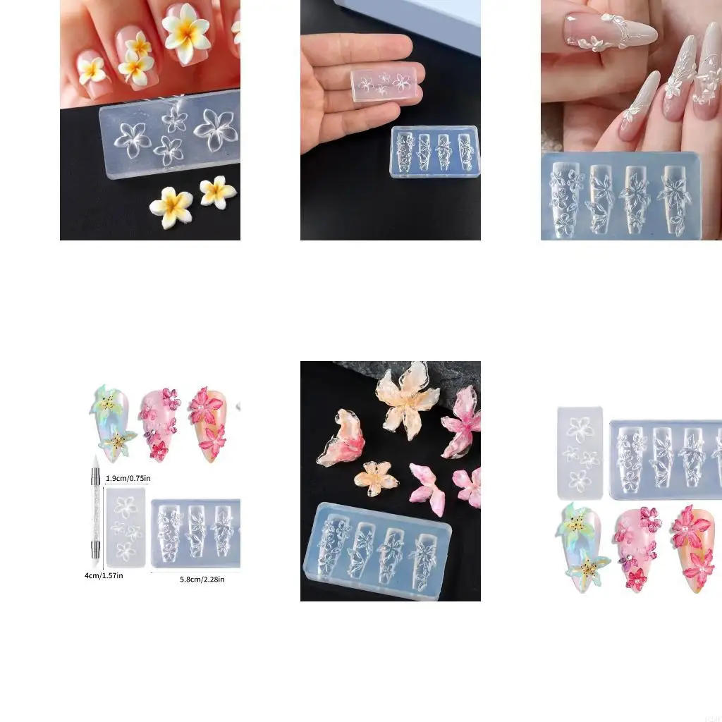 

Набор из 3 гибких форм для дизайна ногтей, формы для аксессуаров, декоративные формы в форме цветка