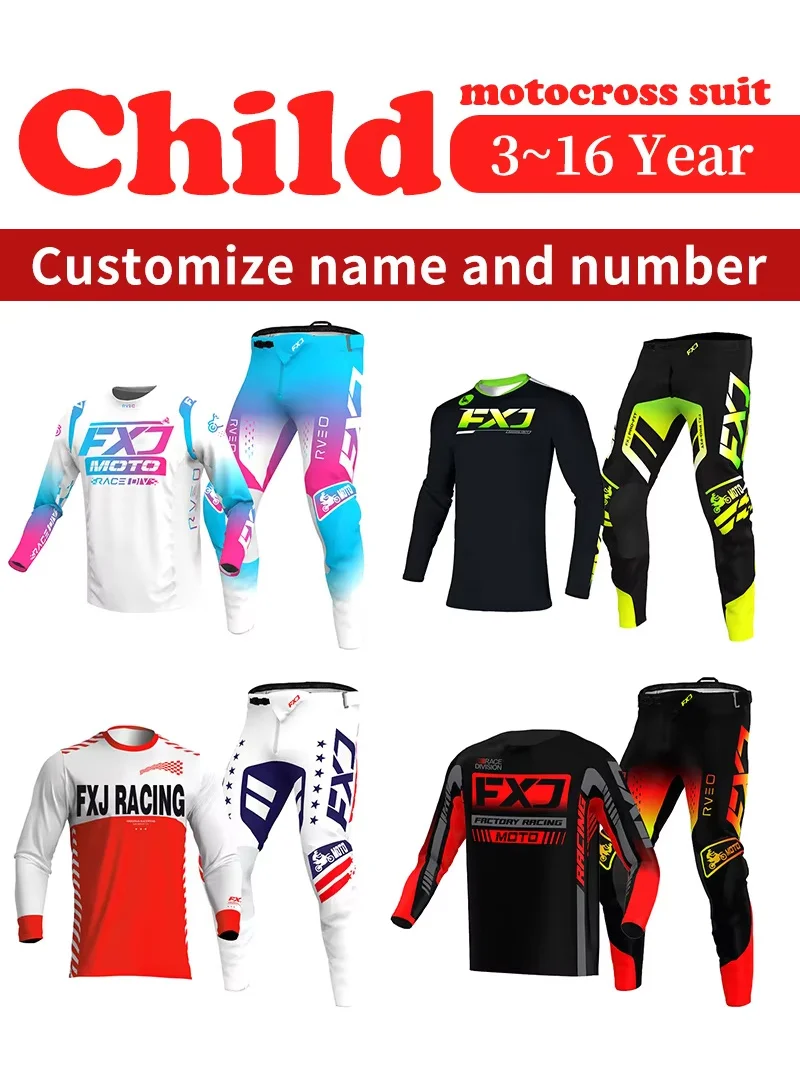 motocross gear set child 3 4 5 6 7 8 9 10 11 12 years boy Enduro racing suit girl cross MX MTB Off-road Jersey Pant Kits ATV