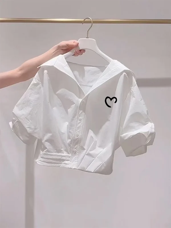 

New White Printed Letter irt Women's Summer Sweet Youthful Faionable ort Length Trendy Top Daisphile Commute Sle...
