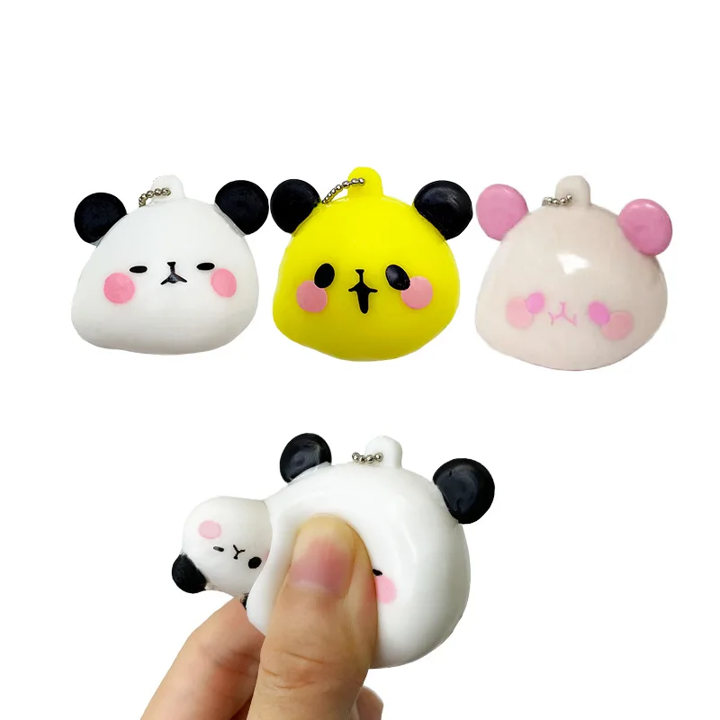 Creative Unique Soft Adhesive Kawaii Panda Decompression Squeeze Toy Keychain Collection Crafts Girl Gift Decoration Pendant - view 4