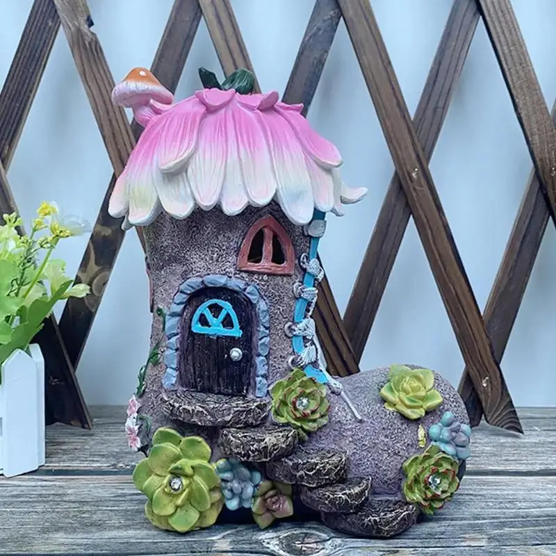 Fairy House Solar Fairy Boot House Garden Decor Fairy Garden Accessories Funny Garden Sculptures Outdoor Lawn Ornaments For