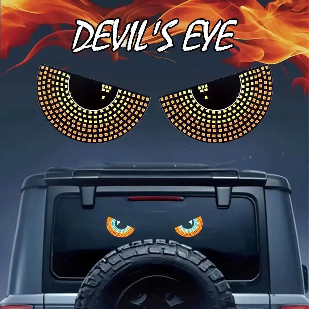 2Pcs Car LED Decorative Lights For Evil Eyes Led Atmosphere Lamp Interesting Devil Eye Light Red Strobe Warning Traffic Light