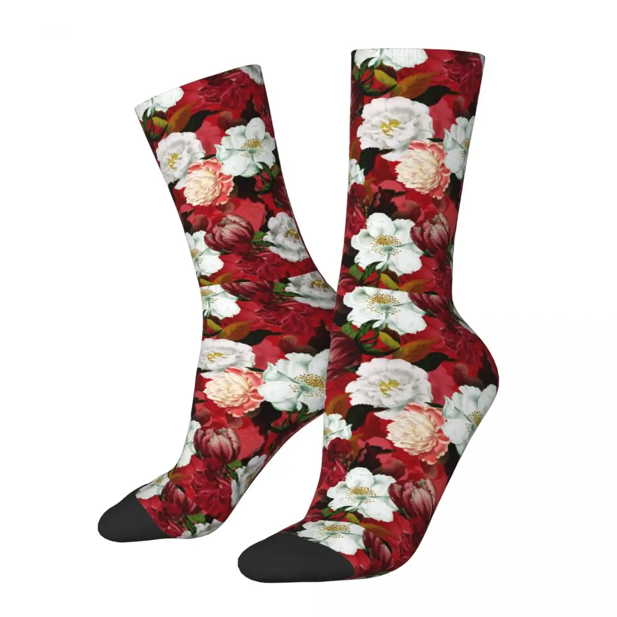 New Men's Socks Harajuku Bohemian Boho Sock Polyester Botanical Flower Rose Garden Graphic Socks Spring Summer Autumn Winter