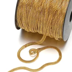 1Meter Stainless Steel 5.5MM Flat Double Layer Cuban Chain for Necklaces Bracelets Jewelry Making Accessories