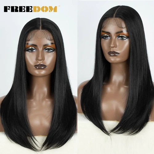 Pelucas delanteras de encaje sintético de pelo LIBERTADO para mujeres negras pelucas rectas Bob 22 pulgadas fácil de usar peluca rubia marrón ombré peluca Cosplay