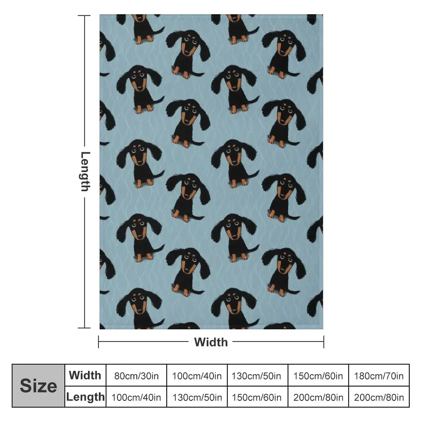 Longhaired Dachshund Black and Tan Puppy Dog Throw Blanket Personalized Gift Custom Blankets