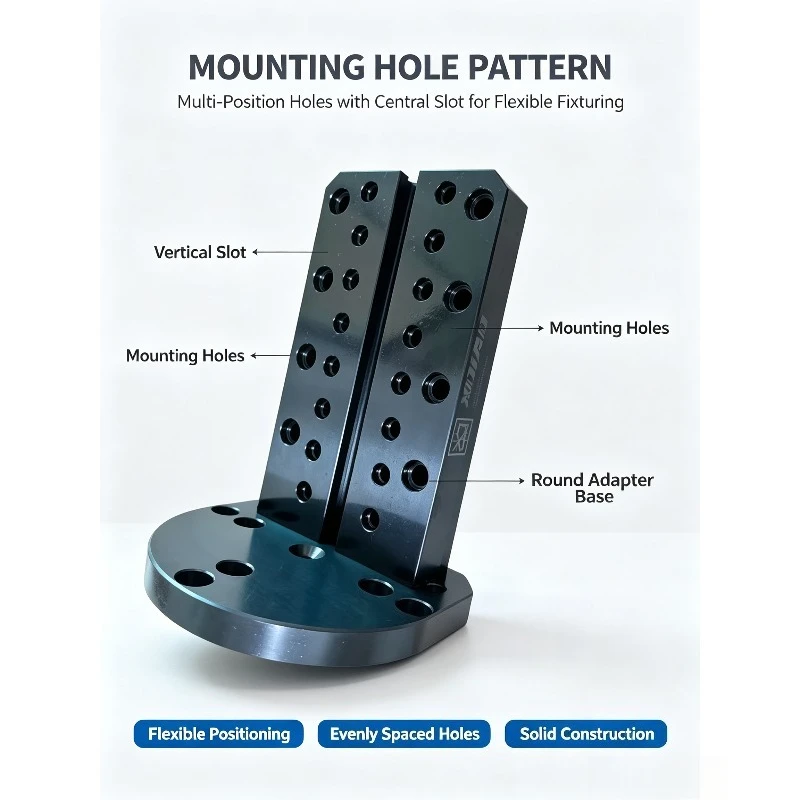 4-Axis Bridge Plate Single-Side L-Plate with T-Slot Self-Centering Vise Compatible Quick-Change Plate Precision Hole Jig Fixture