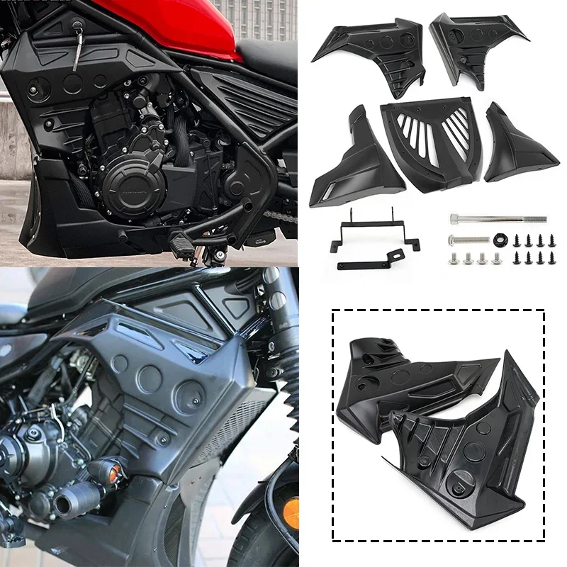 

For Honda Rebel CMX 300 CMX 500 17-up Motorcycle Engine Guard Cover Lower Spoiler Belly Pan Fairing Mounting Bracket Matte Black