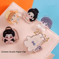 Wholesale Custom Cute Acrylic Paper Clip Cartoon Decorative Bookmark Binder Clips Memo File Index Photo Clamp Stationery School