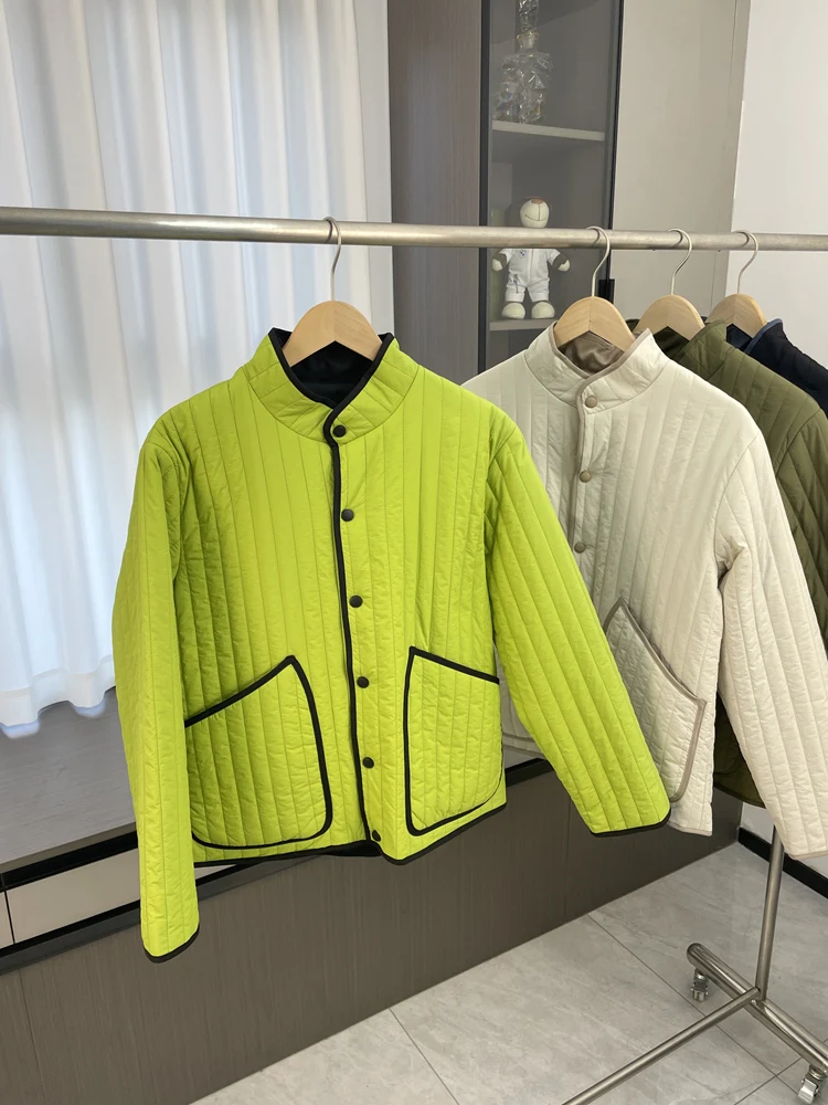 

Легкий утепленный хлопковый джет, мужской осенне-зимний стеганый джет в вертикальную полоску, молодежный трендовый джет-стойка