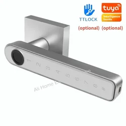 Tuya/TTlock Smart Door Lock Serrature per impronte digitali App Impronta digitale biometrica Password Sblocco chiave Maniglia domestica Serrature elettriche