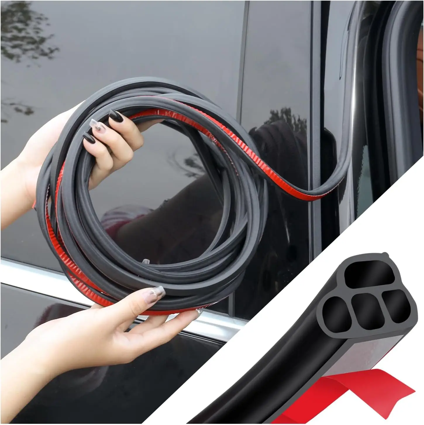 

Car Door Rubber Seal Strip Double Layer L Shape Automotive Weather Stripping Soundproofing Car Door Seal Strip for Car Trunk