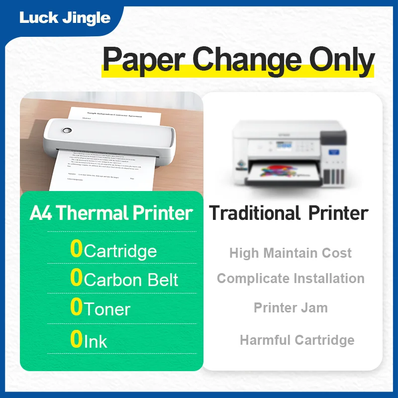 A4 Printer portable home office small intelligent inkless mini student study paper Bluetooth inkless printer