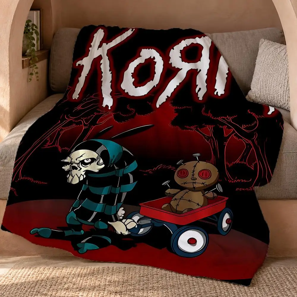 Korn Rock Band Music Throw Double Sided Flannel Throw Blanket Soft Travel Camping Sofa Bed Home