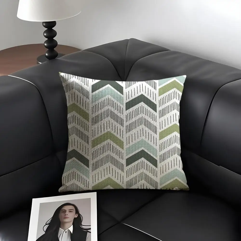 Encrypted Shetland Wool Jacquard Cushion Cover Natural Linen Organic Fabric Double-Sided Printing Breathable Gift For Decor