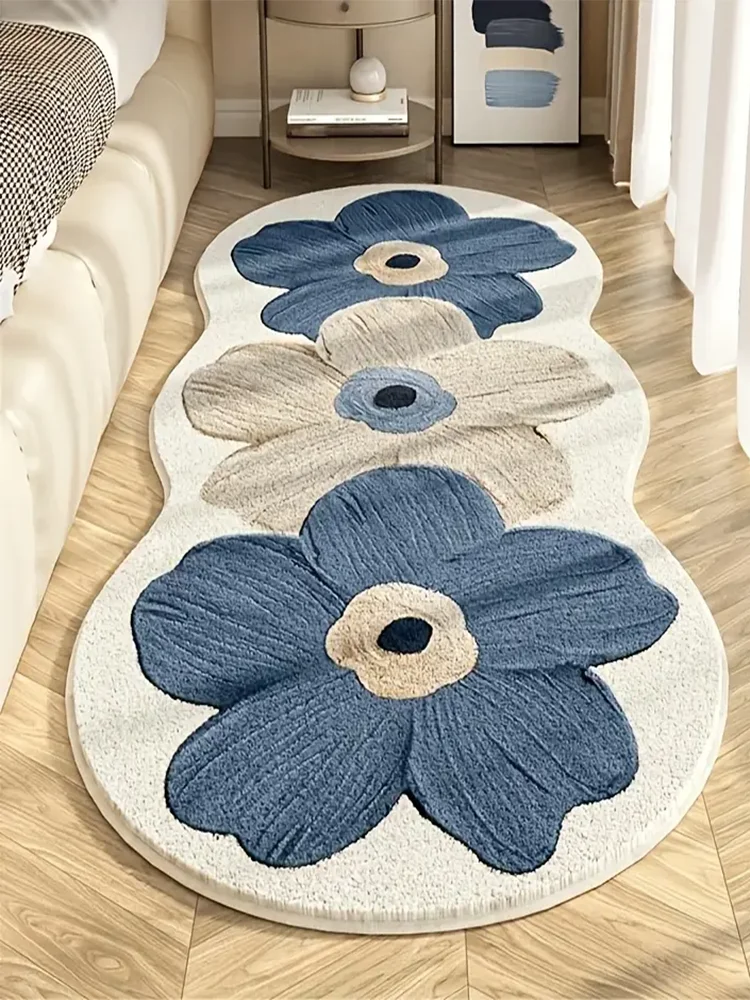 Langer, imitiert kashmirartiger Schlafzimmer-Plüschteppich, schlicht bedruckte Bettvorleger-Matte, Erkerfenster-Matte – Detail 7
